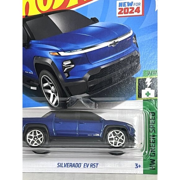 Hot Wheels Silverado EV RST Blue Truck HW Green Speed 2024 Mainline 110/250 - Picture 4 of 7